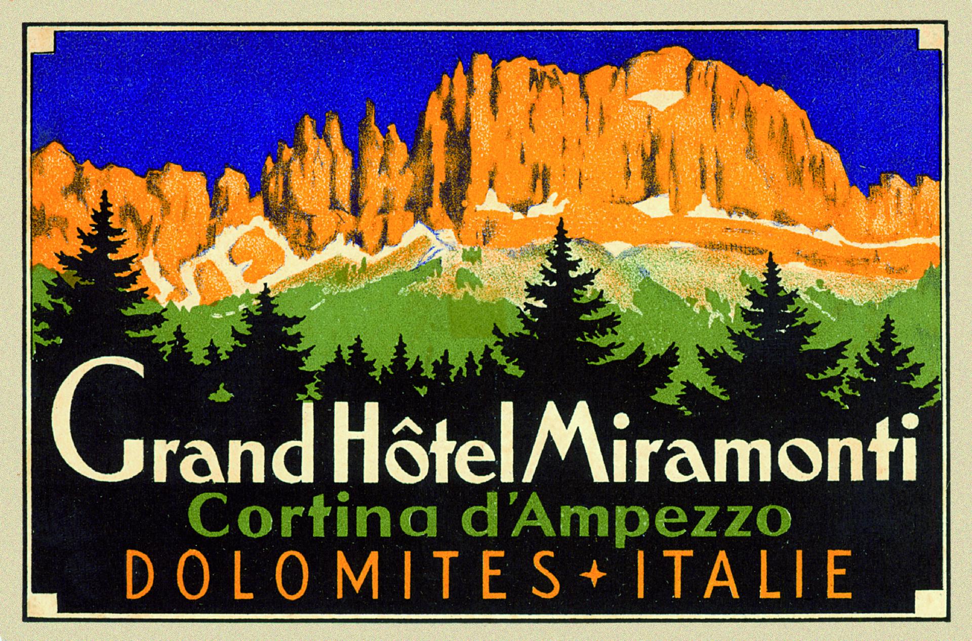 Grand Hotel Miramonti Cortina d'Ampezzo etichetta per valigia, 1920 - Museo Nazionale della Montagna "Duca Degli Abruzzi" - CAI Torino