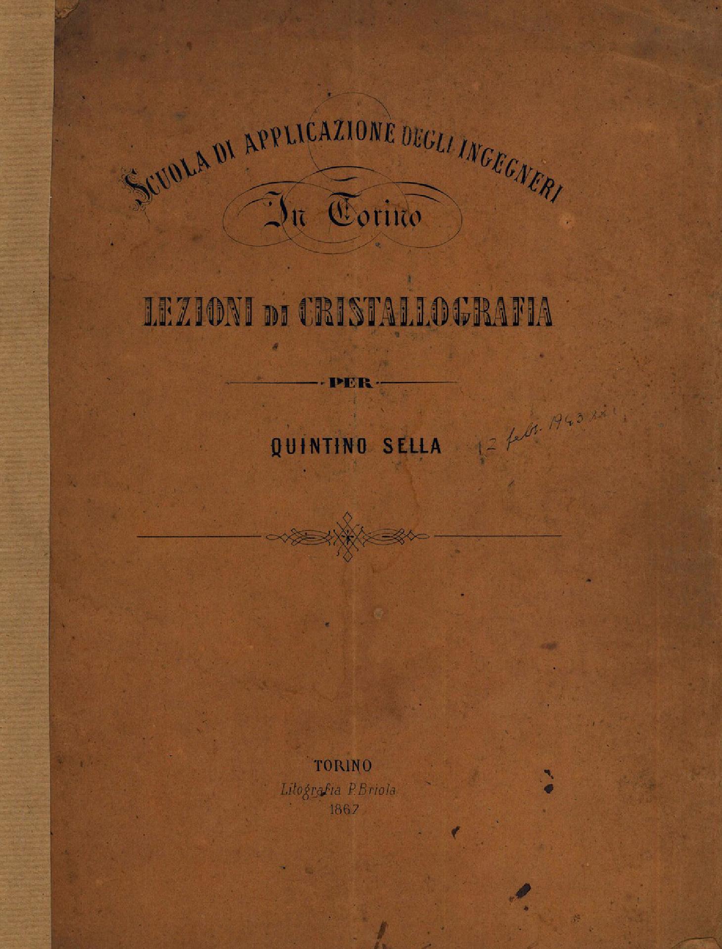 Lezioni di cristallografia per Quintino Sella. 1867 - Museo Nazionale della Scienza e della Tecnologia Leonardo da Vinci di Milano