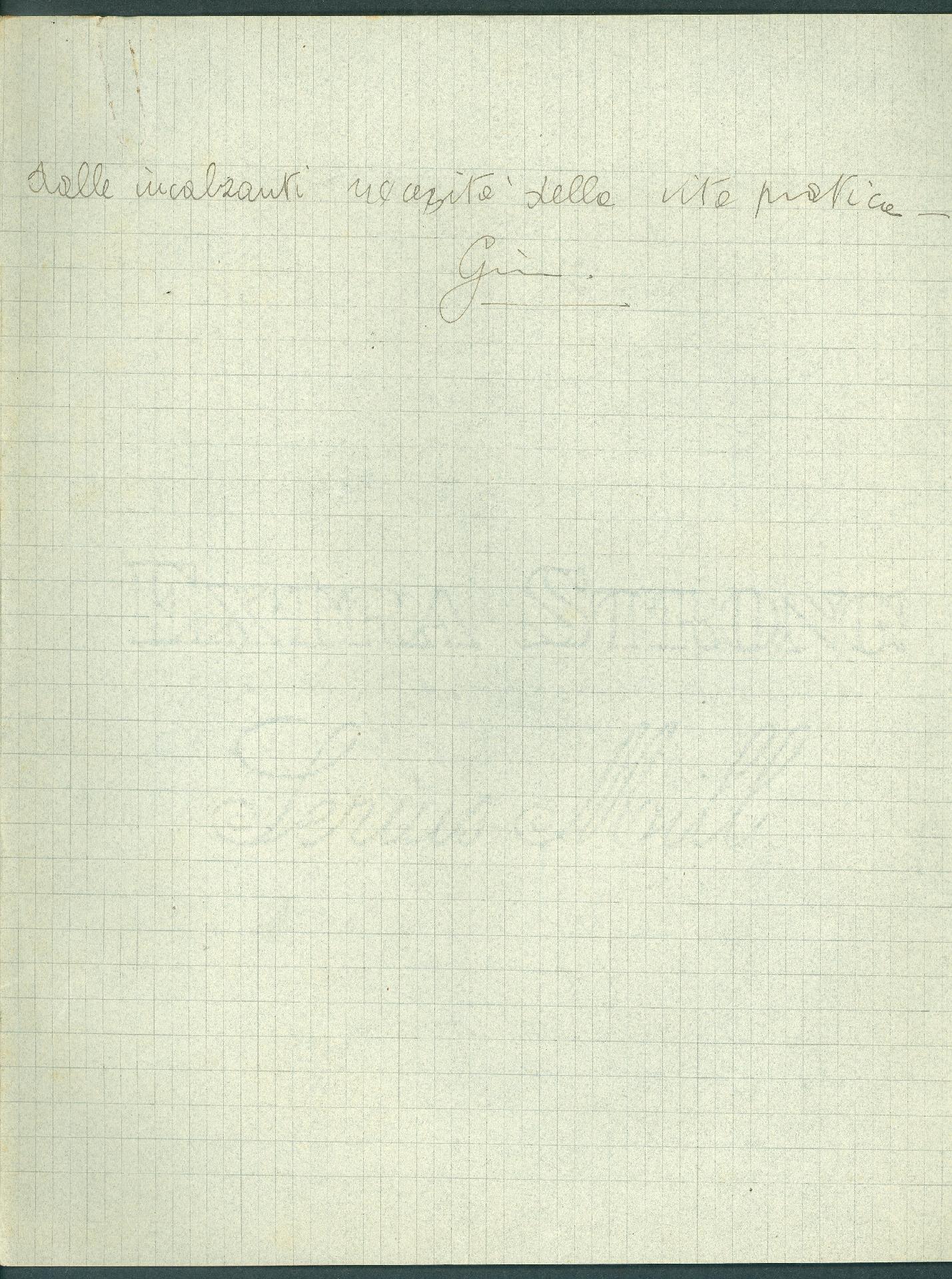 Firma di Ginestra alla fine del manoscritto Il grammofono senza disco - CC BY-SA Dipartimento di Fisica - Sapienza Università di Roma