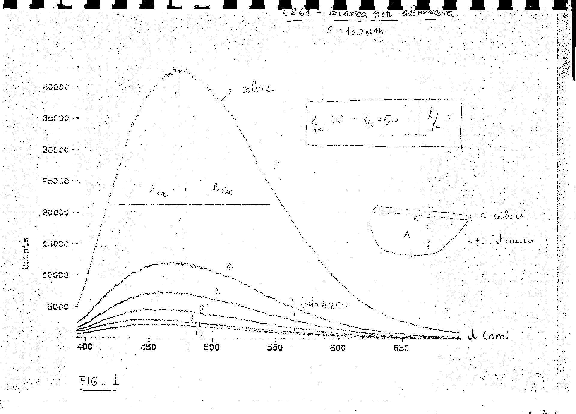 Spettro di microspettrofluorimetria UV ottenuto da un campione prelevato dagli Apostoli (transetto sud) dipinti dal 